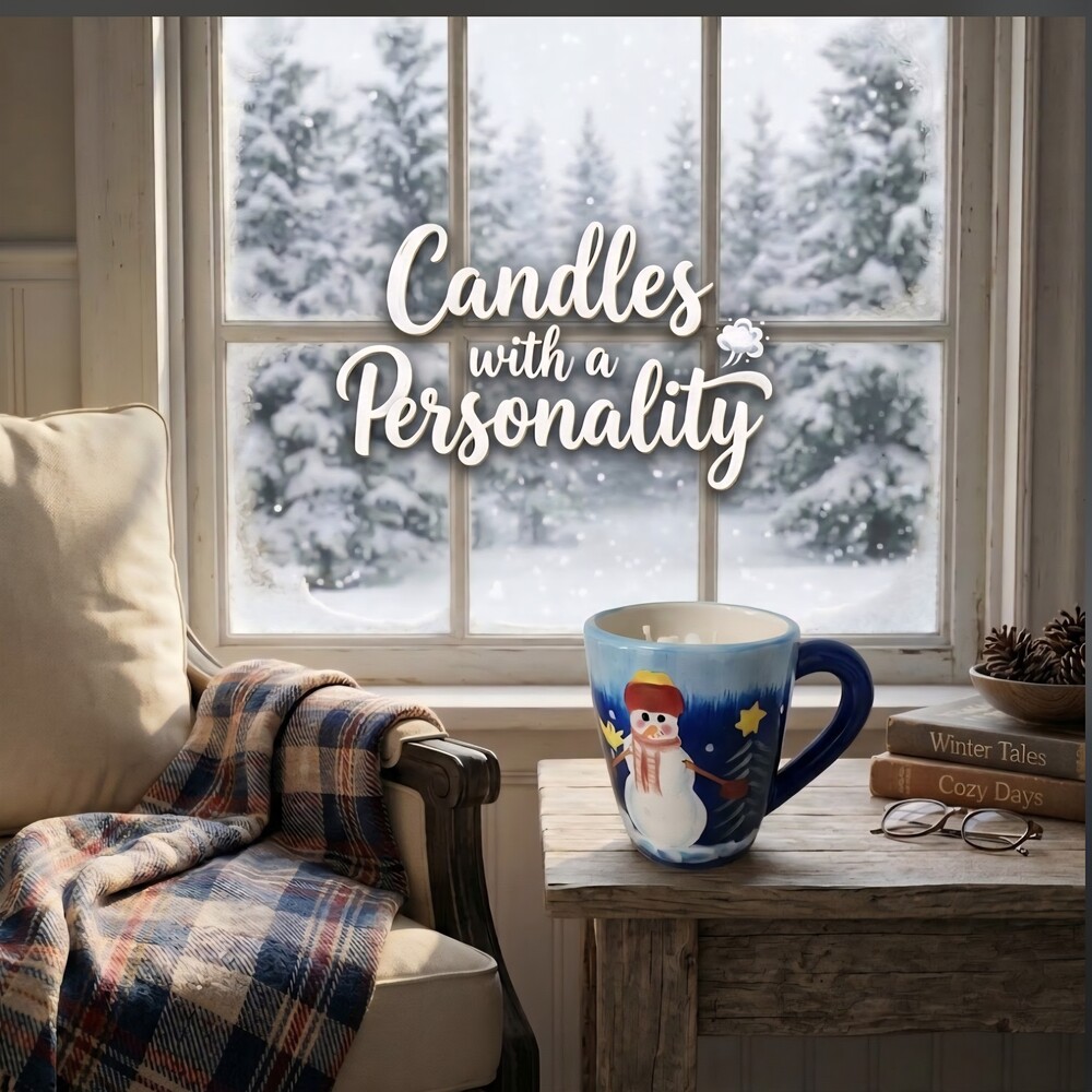 Winter Snowman Mug with Hot Chocolate Soy Wax Candle